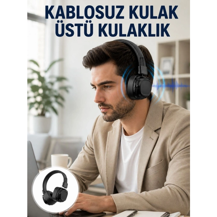 Mey İthalat® Uzun Süreli Rahat Kullanım İçin Kablosuz Bluetooth Kulaklık Yeni Nesil