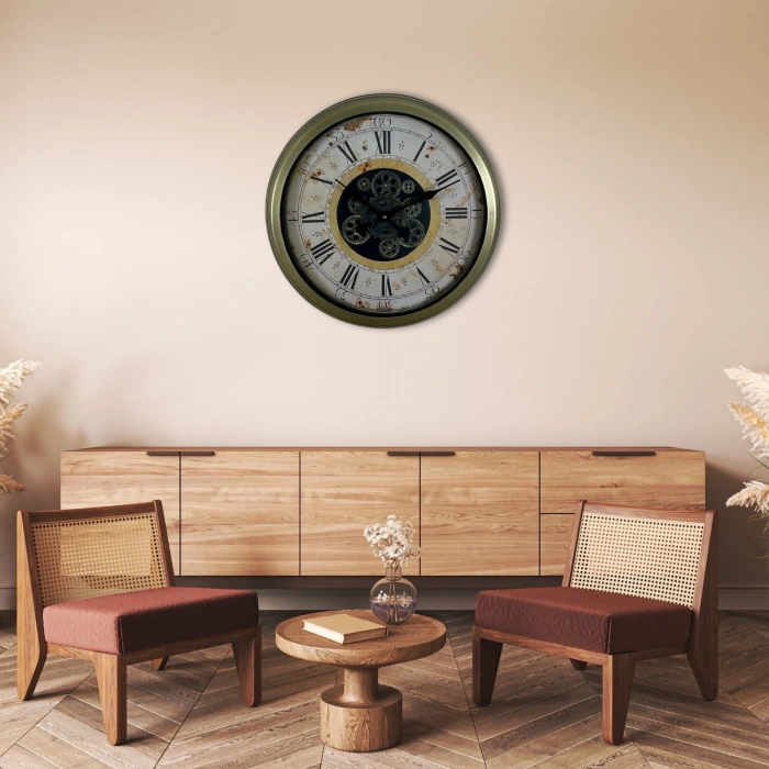 Mey İthalat® Vintage Aurea 60 Cm Çarklı Duvar Saati