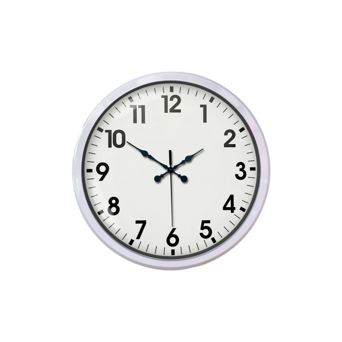 Mey İthalat® White Classic Modern 52 Cm Metal Duvar Saati