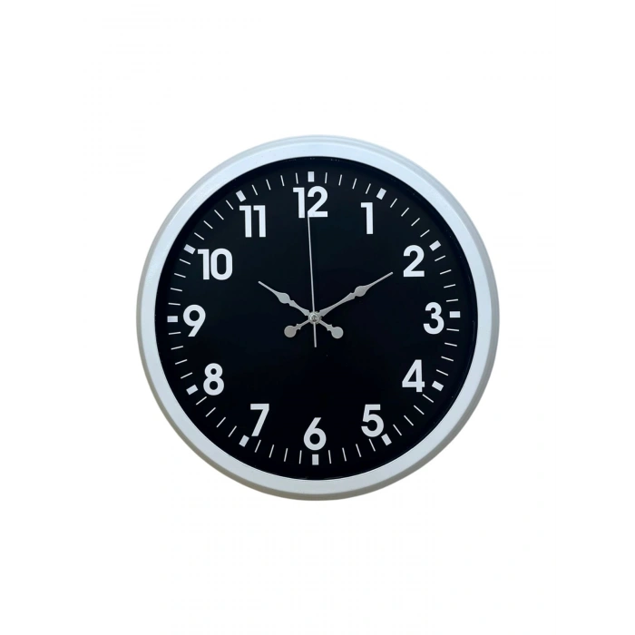 Mey İthalat® White Pure Contrast 40 Cm Metal Duvar Saati