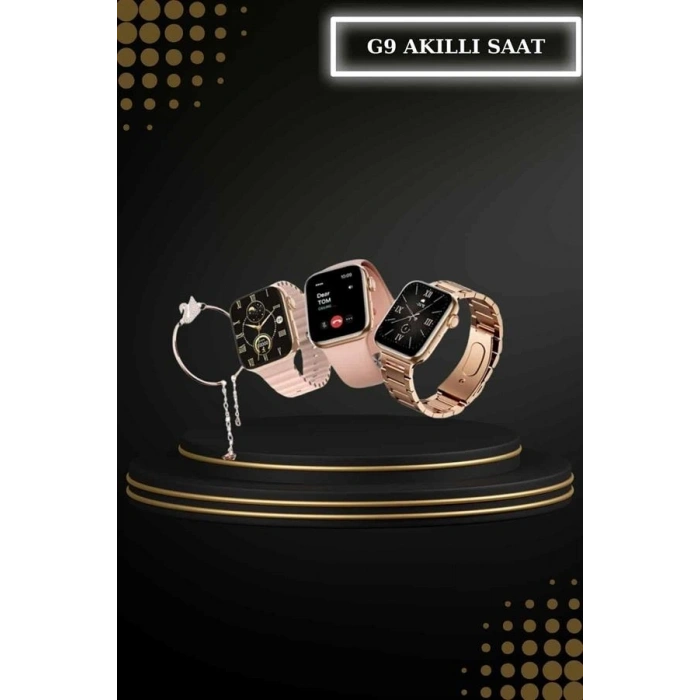 Mey İthalat® Wireless Şarjlı Pembe Akıllı Saat ve Kablosuz Bluetooth Kulaklık Dokunmatik Kontrol