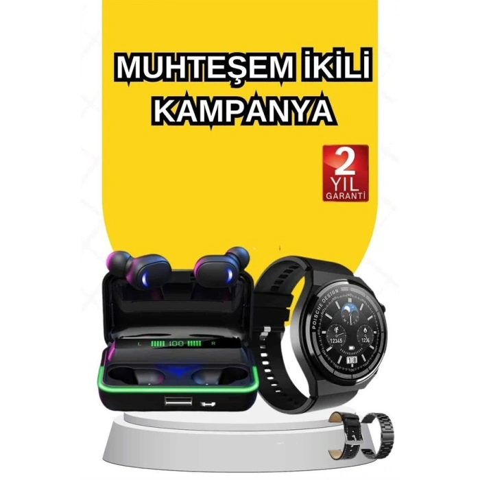 Mey İthalat® Yeni Nesil Akıllı Saat Ve Bluetooth Kulaklık Titreşim Bildirimleri Uyku Takibi