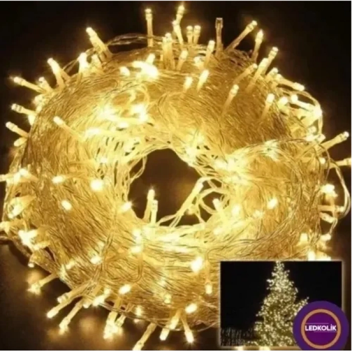 Mey İthalat® Yılbaşı Aydınlatması 100 LED Perde Hortum Sıcak Beyaz Işık
