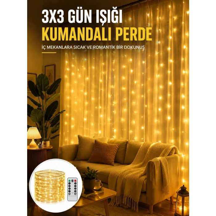 Mey İthalat® Zaman Ayarlı 8 Modlu Günışığı Perde Led Işık USB Çalışma Yeni Nesil