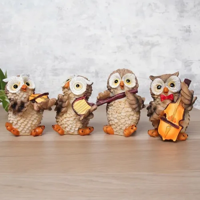 Müzisyen Baykuşlar Biblo Seti 4lü