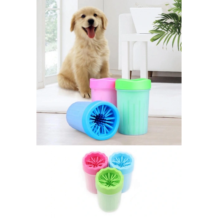 Pati Ayak Yıkama Kovası Silikon Jel Fırçalı Kedi Köpek  (küçük)
