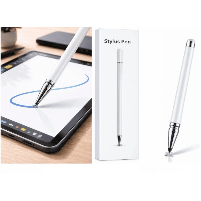 Redmi Note 12 Pro Plus Uyumlu Dokunmatik Stylus Kalem Disk Uçlu Hassas Beyaz Tablet Telefon Çizim Kalemi