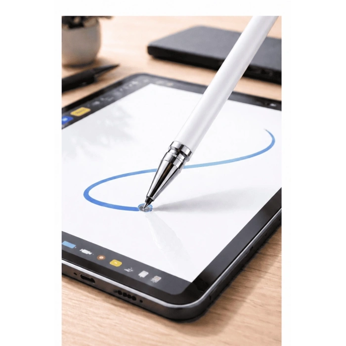 Redmi Note 9 Uyumlu Dokunmatik Stylus Kalem Disk Uçlu Hassas Beyaz Tablet Telefon Çizim Kalemi