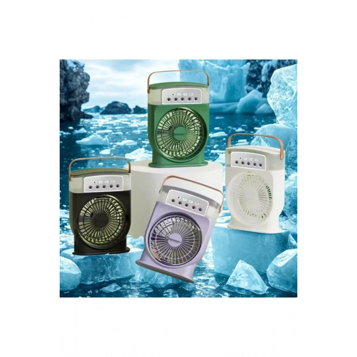 Şarjlı 600 Ml Su Hazneli Taşınabilir Masaüstü Vanilatör Güçlü Fan Ve 2000 Mah Pil Yeşil