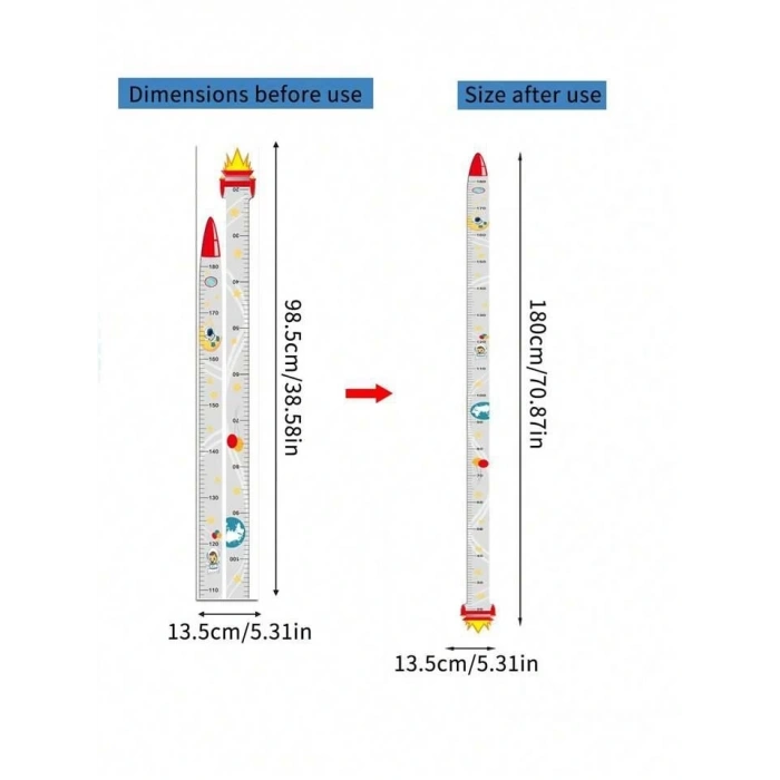 Sevimli Sarı Zürafa   Yeşil Dinazor   Deniz Kızı   Roket  Ağaç Boy Ölçüsü Sticker