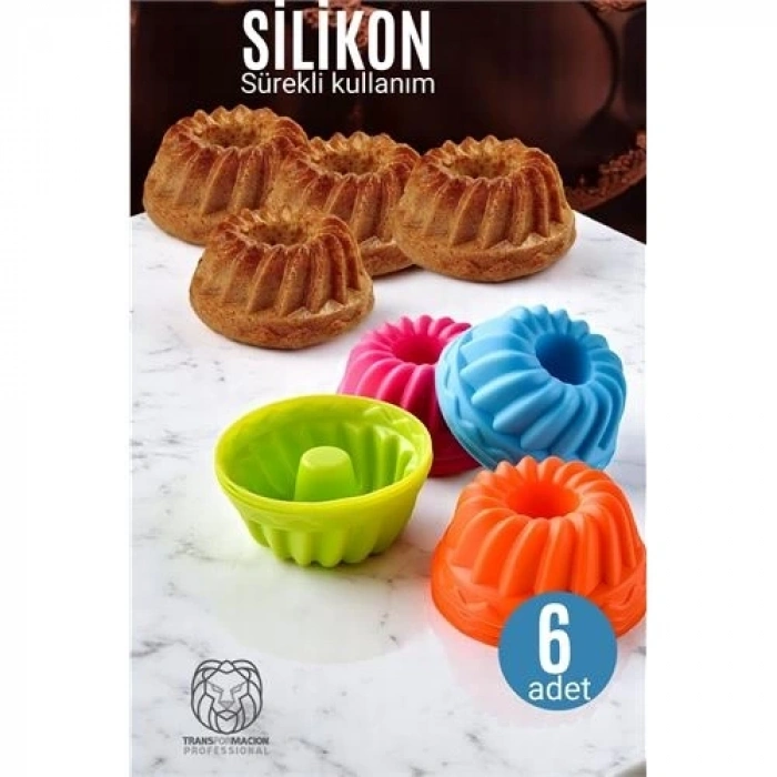 Silikon Göbekli Muffin CupCake Kalıbı - Sürekli Kullanım Muffin Kek Kalıbı 6 ADET