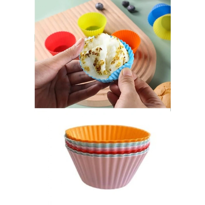 Silikon Muffin Kalıbı - Sürekli Kullanım Muffin Kek Kalıbı 6 Adet
