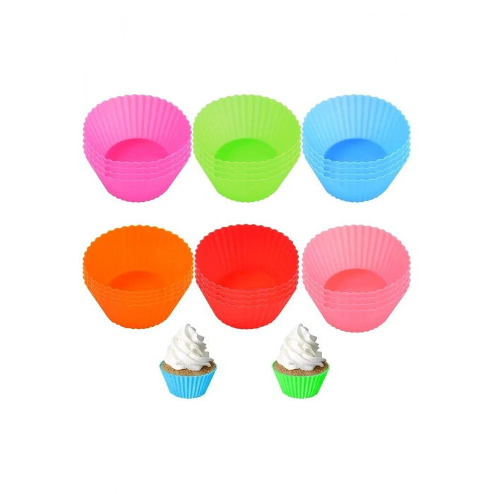 Silikon Muffin Kalıbı - Sürekli Kullanım Muffin Kek Kalıbı 6 Adet