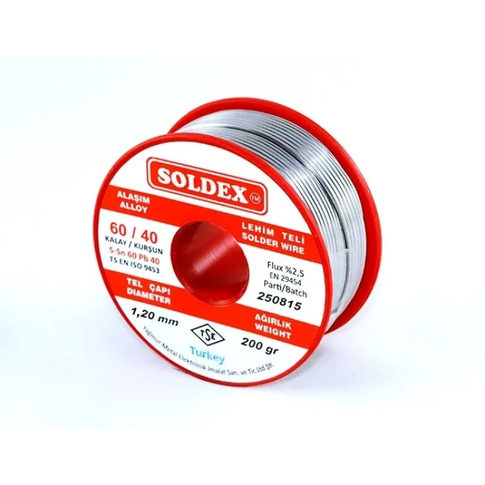 Soldex 60-40 Lehim Teli 200 Gr 1,6 Mm - Sn:60 / Pb:40