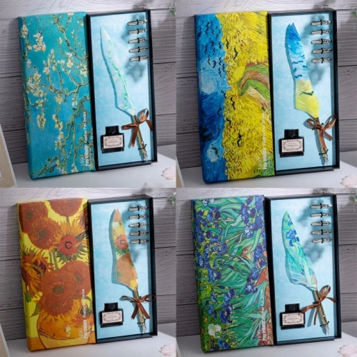 Toptan Vang Gogh Temalı Tüylü Divit Kalem Seti