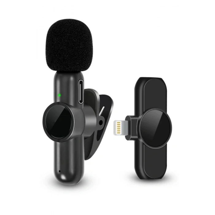 Type C Uyumlu İphone Dönüştürücülü Kablosuz Yaka Mikrofonu Android ve İphone Uyumlu Mini Mikrofon
