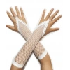 Beyaz Renk Parmak Arası File Örgü Eldiven 26 Cm