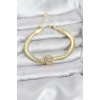BFS 316L Çelik Gold Renk Baget Zirkon Taşlı Yılan Zincirli Kadın Bileklik