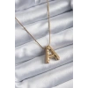 BFS 316L Çelik Gold Renk Bubble A Harf Model Kadın Kolye