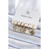 BFS 316L Çelik Gold Renk Çoklu Figür Model Kadın Küpe Seti