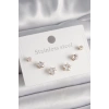 BFS 316L Çelik Gold Renk Zirkon Taşlı Yıldız Model Kadın Küpe Seti