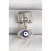 BFS 316L Çelik Gümüş Renk Nazar Boncuk Detaylı Göz Model Nomination Charm