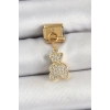 BFS 316L Çelik Sallantılı Zirkon Taşlı Ayıcık Model Gold Renk Nomination Charm