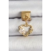 BFS 316L Çelik Sallantılı Zirkon Taşlı Kalp Model Gold Renk Nomination Charm