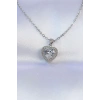 BFS 316L Çelik Zincir Gümüş Renk Zirkon Taşlı Charm Kalp Kolye