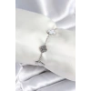 BFS 316L Çelik Zincir Gümüş Renk Zirkon Taşlı Yonca Beyaz Kadın Bileklik