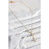 BFS 316L Çelik Zirkon Taşlı Çiçek Model Gold Renk Kadın Kolye