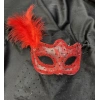 BFS   Kırmızı Renk Dantelli Duvaklı Parti Maskesi Balo