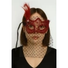 BFS   Kırmızı Renk Dantelli Duvaklı Parti Maskesi Balo