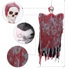 BFS   Led Işıklı Kahkaha Atan Sesli Sensörlü Ürpertici Kuru Kafa Kanlı Korku Hayalet Saçaklı Dekor 90x50 cm