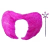 BFS Nessiworld Gerçek Tüylü Katlanabilir Çocuk Pembe Melek Kanadı ve Asa Seti 40x55 cm