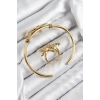 BFS Pirinç Deniz Yıldızı Model Gold Renk Bileklik Yüzük Set