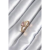 BFS Pirinç Gold Renk Pembe Zirkon Taş Kalp Charm Model Kadın Yüzük