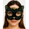 BFS   Siyah Kadife Kaplama Üzeri Sarı Yeşil Sim İşlemeli Kedi Maskesi 20x13 cm