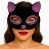 BFS   Siyah Renk Pembe Simli Süet Kedi Maskesi 18x14 cm