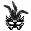BFS   Siyah Renk Siyah Süet Kaplama Tüylü Kelebek Figür Parti Maskesi 24x18 cm