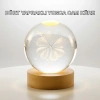 BFS Yonca Figürlü Cam Küre USB Işıklı Ahşap Tabanlı Dekoratif Masa Lambası