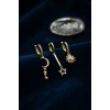 Mey İthalat® 3 lü Set Ay Yıldız ve Güneş Model Gold Renk Kadın Küpe