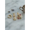 Mey İthalat® 3 lü Set Gold Renk Çiçek Model Küpe