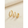 Mey İthalat® 3 lü Set Gold Renk Halka Model Küpe