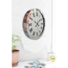 Mey İthalat® 36 cm Krom Metal Roma Rakamli Duvar Saati