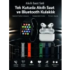Mey İthalat® 7 Kordonlu Akıllı Saat ve Bluetooth Kulaklık Seti Nabız Takibi, Bildirimler ve Spor Modları