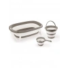 Mey İthalat® 7273 KATLANABİLİR ÜÇLÜ BEBEK BANYO SETİ STONE GRİ