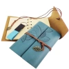 Mey İthalat®  Ahşap Kutulu Mavi Deri Defter ve Anahtarlık Set