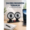Mey İthalat® Araç ve Ev Kullanımına Uygun Çift Başlıklı Masaüstü Vantilatör