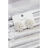 Mey İthalat® Beyaz Renk Kristal Taşlı Çiçek Model Kadın Küpe